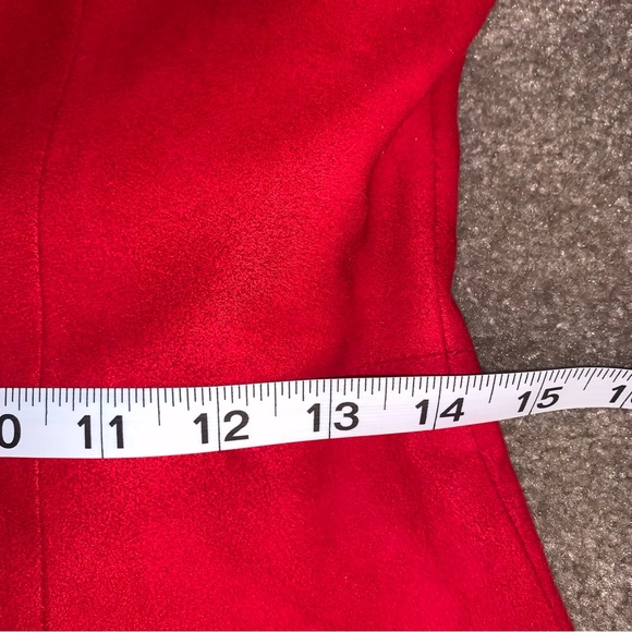 Vintage 80s Vakko Sz10 red 100% suede leather fully lined dress - Picture 11 of 14